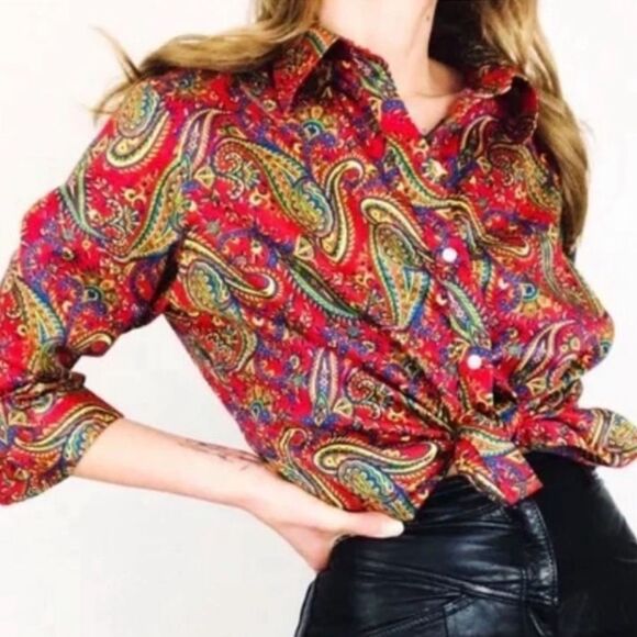 EUC Lauren Ralph Lauren PaisleyTop (size 1X) - Picture 1 of 9